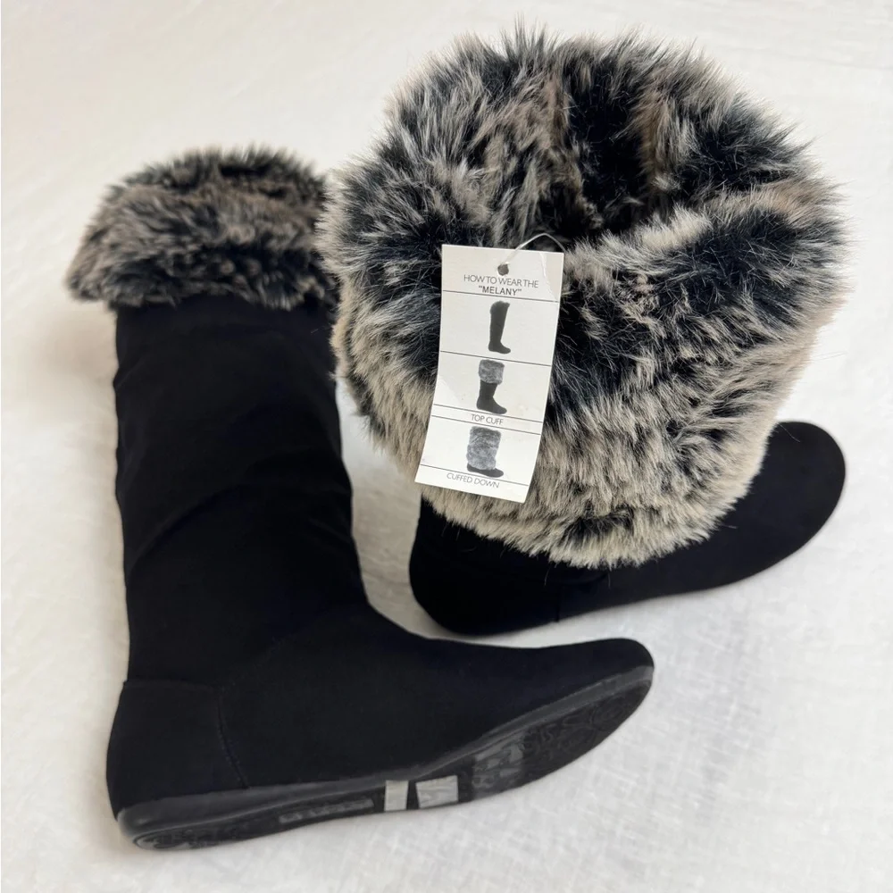 Report Faux Fur Melany Adjustable Boots Size 11 Grunge NWT